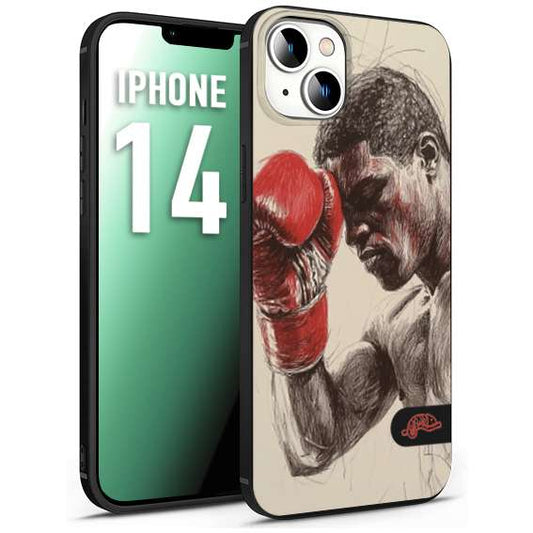 CUSTOMIZZA - Custodia cover nera morbida in tpu compatibile per iPhone 14 pugilato pugili disegno tattoo guantoni boxer pesi massimi