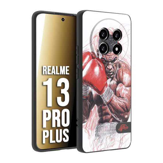 CUSTOMIZZA - Custodia cover nera morbida in tpu compatibile per Realme 13 PRO PLUS pugilato pugili disegno tattoo guantoni boxer pesi massimi iron mike