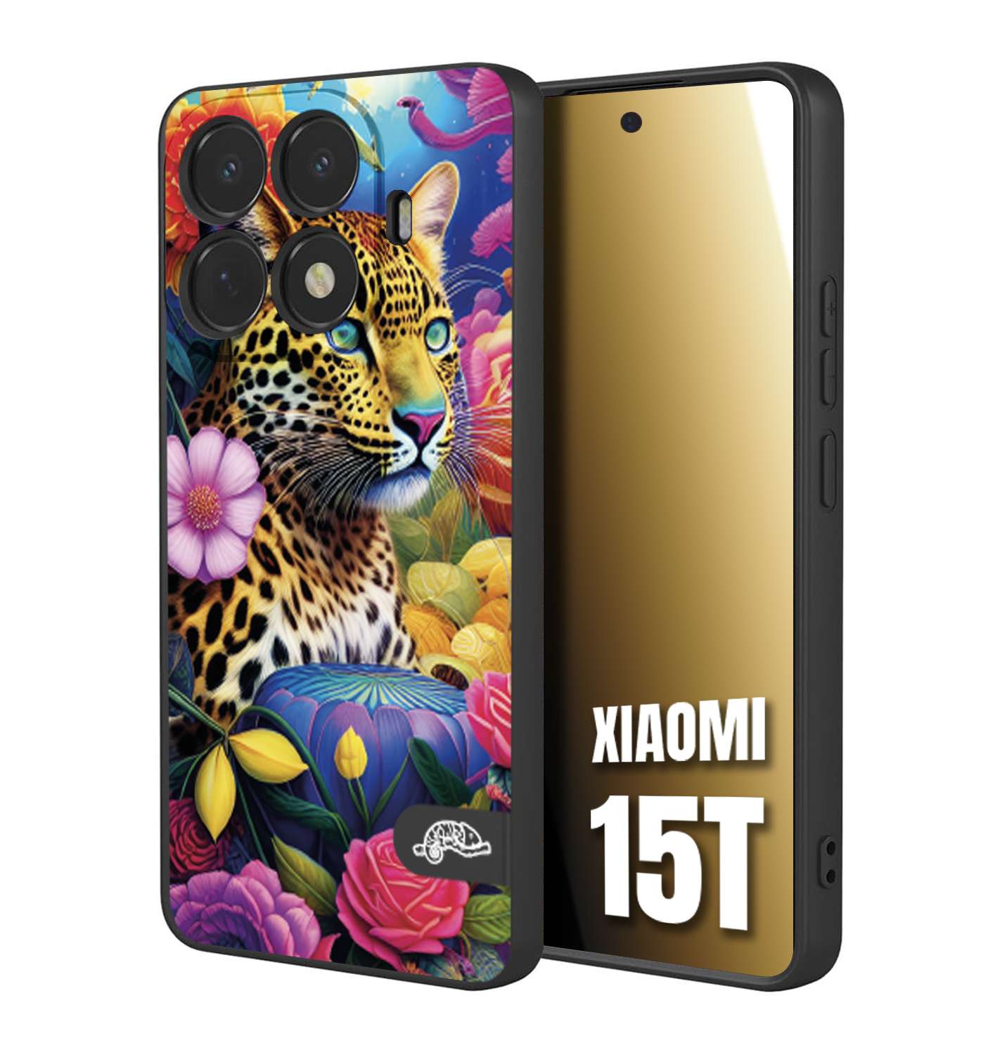 CUSTOMIZZA - Custodia cover nera morbida in tpu compatibile per Xiaomi 15T astratti donna flower fantasia leopardo ghepardo animali colorati