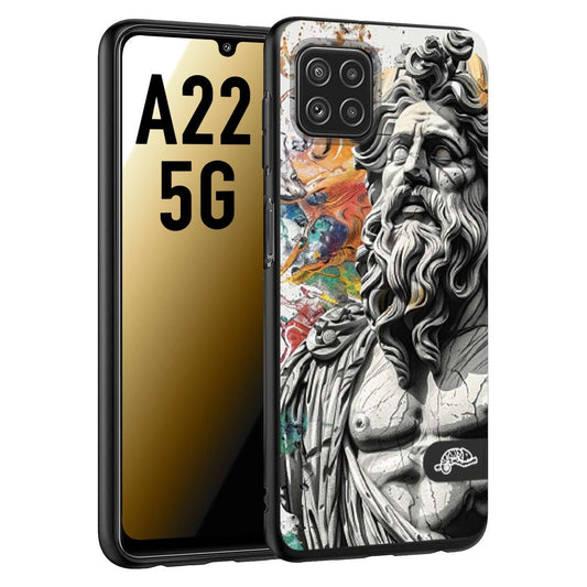 CUSTOMIZZA - Custodia cover nera morbida in tpu compatibile per Samsung A22 5G statua colorata moderna antico tattoo splash color