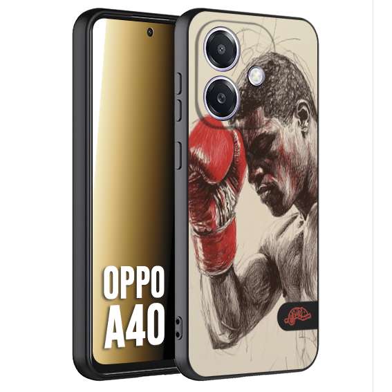 CUSTOMIZZA - Custodia cover nera morbida in tpu compatibile per Oppo A40 pugilato pugili disegno tattoo guantoni boxer pesi massimi
