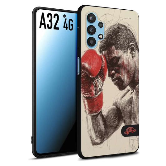 CUSTOMIZZA - Custodia cover nera morbida in tpu compatibile per Samsung A32 4G pugilato pugili disegno tattoo guantoni boxer pesi massimi