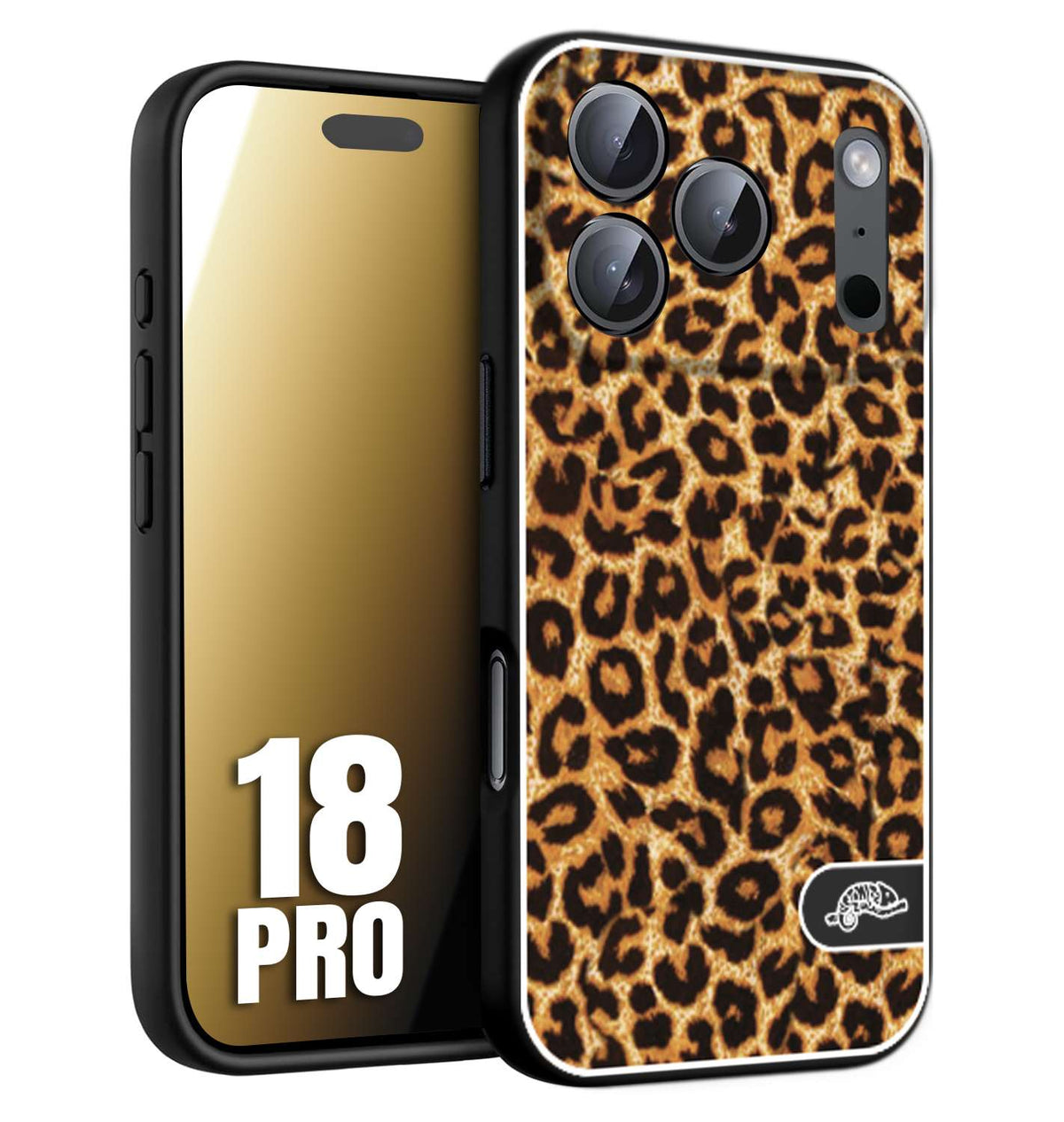 CUSTOMIZZA - Custodia cover nera morbida in tpu compatibile per iPhone 18 PRO leopardato maculato donna marrone leopard brown