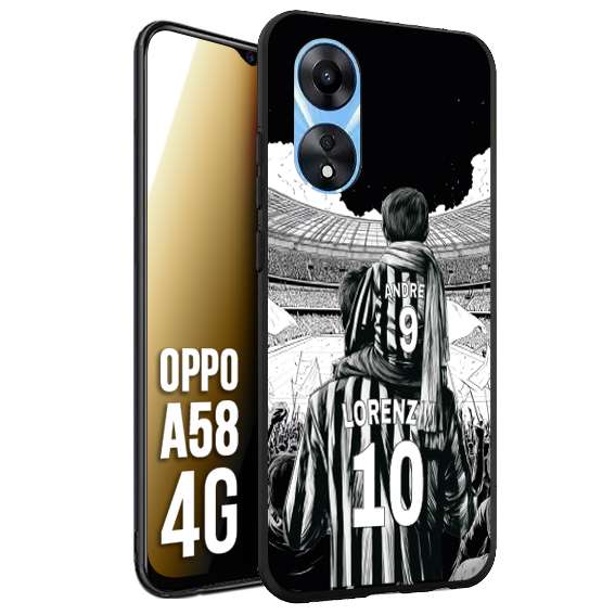CUSTOMIZZA - Custodia cover nera morbida in tpu compatibile per Oppo A58 4G personalizzata calcio football nome e numero calciatori bianconeri bianca e nera