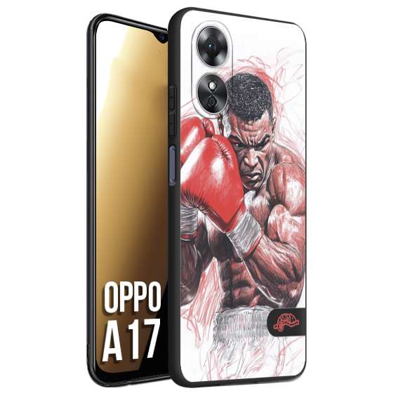 CUSTOMIZZA - Custodia cover nera morbida in tpu compatibile per Oppo A17 pugilato pugili disegno tattoo guantoni boxer pesi massimi iron mike