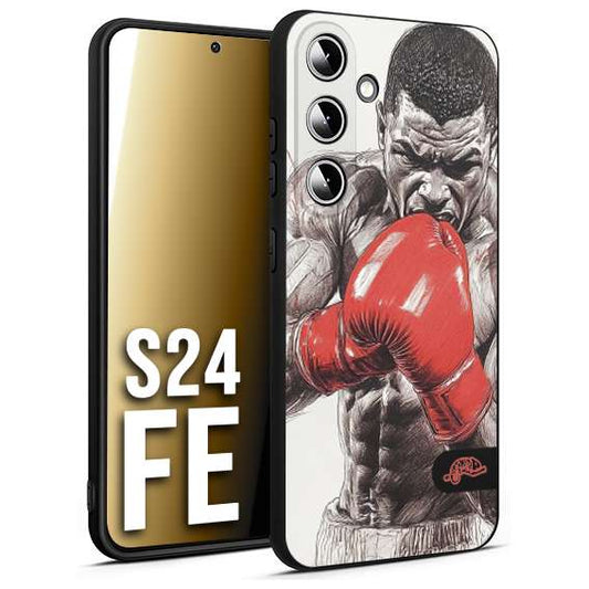 CUSTOMIZZA - Custodia cover nera morbida in tpu compatibile per Samsung S24 FE pugilato pugili disegno tattoo guantoni box pesi massimi gancio