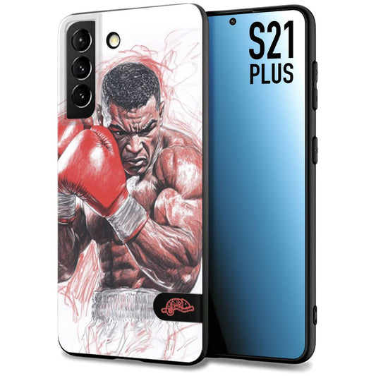 CUSTOMIZZA - Custodia cover nera morbida in tpu compatibile per Samsung S21 PLUS pugilato pugili disegno tattoo guantoni boxer pesi massimi iron mike