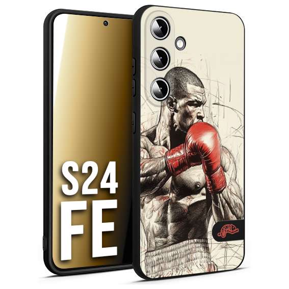 CUSTOMIZZA - Custodia cover nera morbida in tpu compatibile per Samsung S24 FE pugilato pugili disegno tattoo guantoni box sport ring