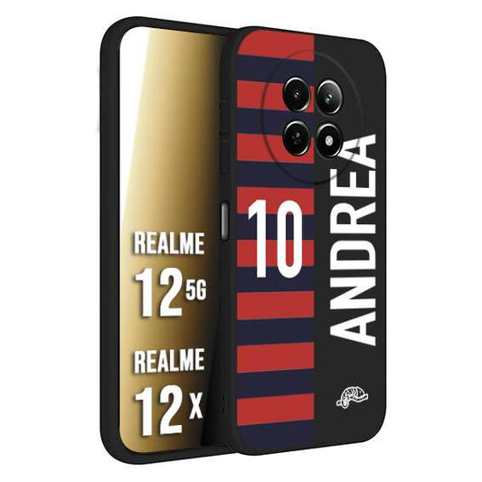 CUSTOMIZZA - Custodia cover nera morbida in tpu compatibile per Realme 12 5G - 12X personalizzata calcio football nome e numero calciatori rossoblu