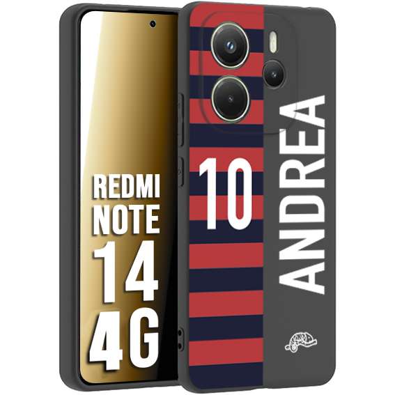 CUSTOMIZZA - Custodia cover nera morbida in tpu compatibile per Xiaomi Redmi Note 14 4G personalizzata calcio football nome e numero calciatori rossoblu