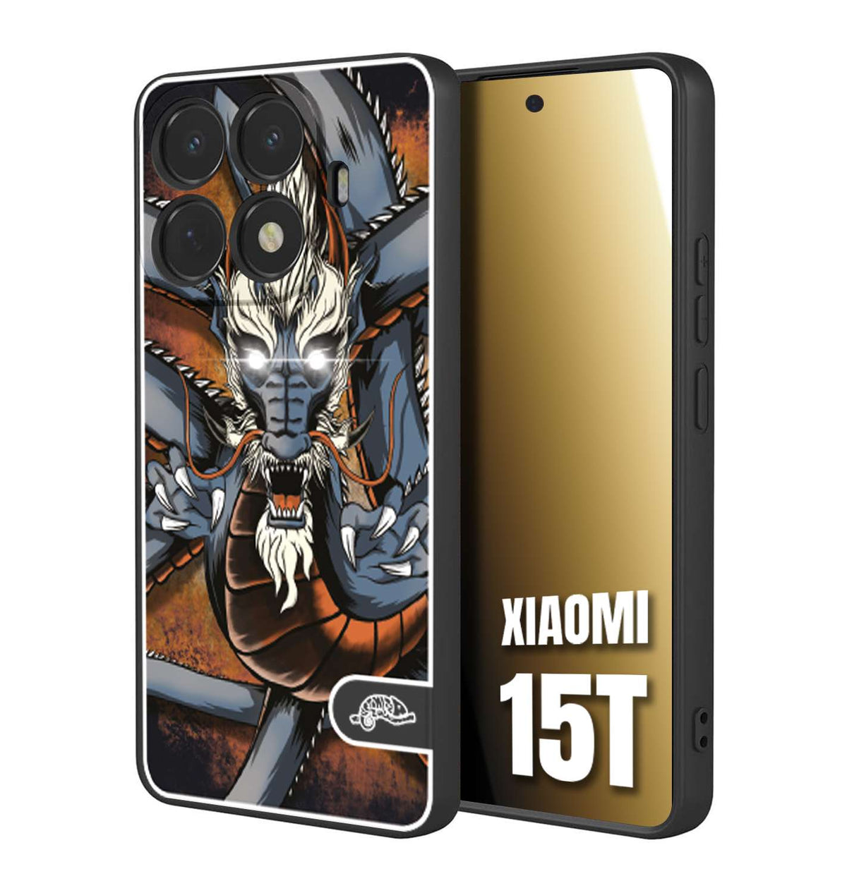 CUSTOMIZZA - Custodia cover nera morbida in tpu compatibile per Xiaomi 15T drago giapponese tattoo japan dragon