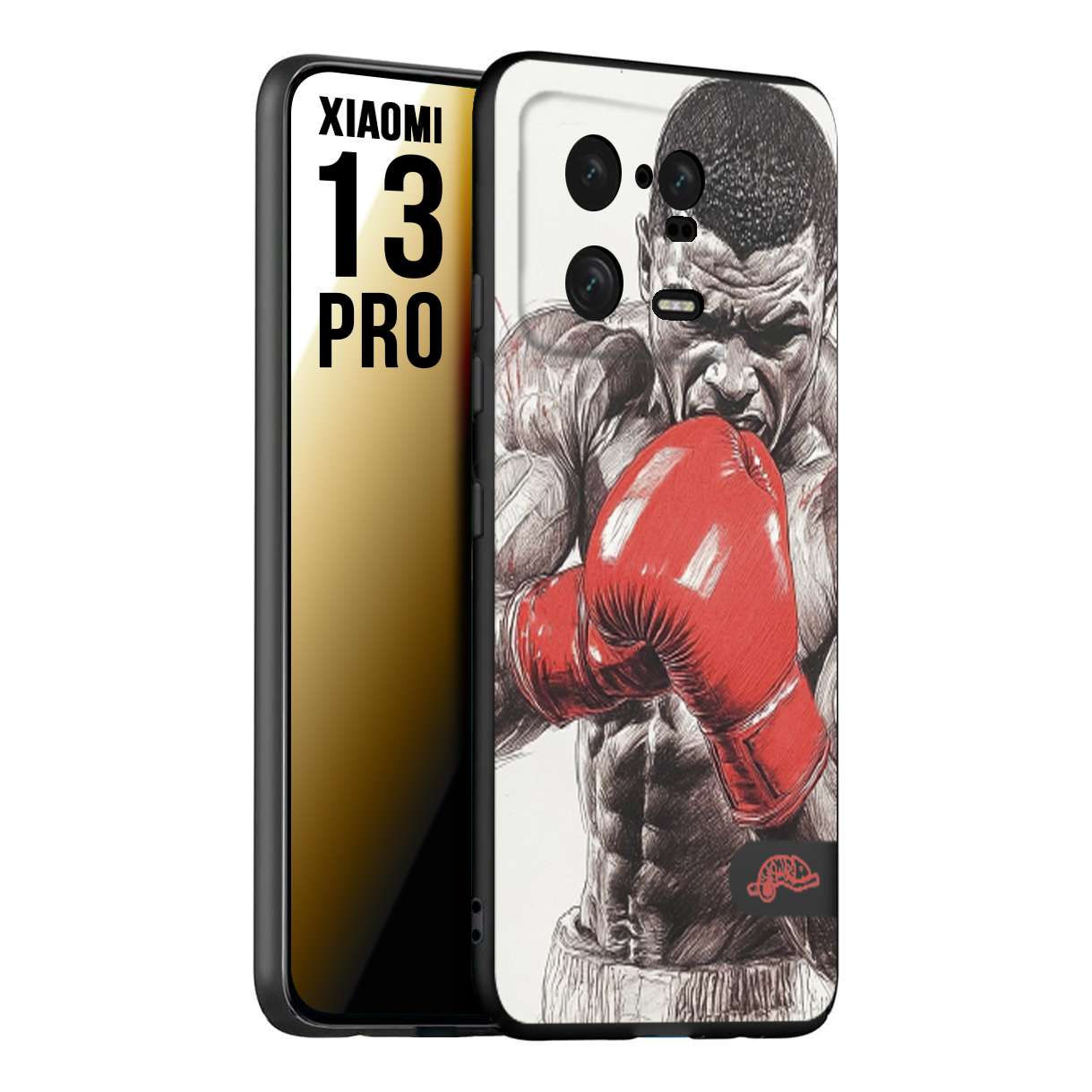 CUSTOMIZZA - Custodia cover nera morbida in tpu compatibile per Xiaomi 13 PRO pugilato pugili disegno tattoo guantoni box pesi massimi gancio