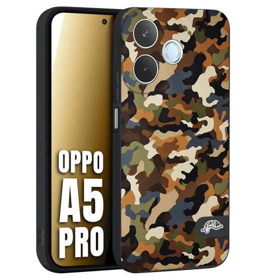 CUSTOMIZZA - Custodia cover nera morbida in tpu compatibile per Oppo A5 PRO camouflage mimetico militare moderno blu marrone beige