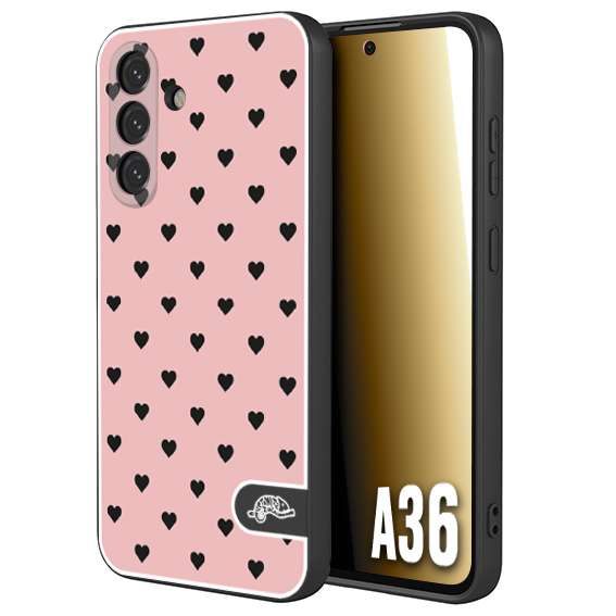CUSTOMIZZA - Custodia cover nera morbida in tpu compatibile per Samsung A36 cuori pois rosa donna pin up vintage