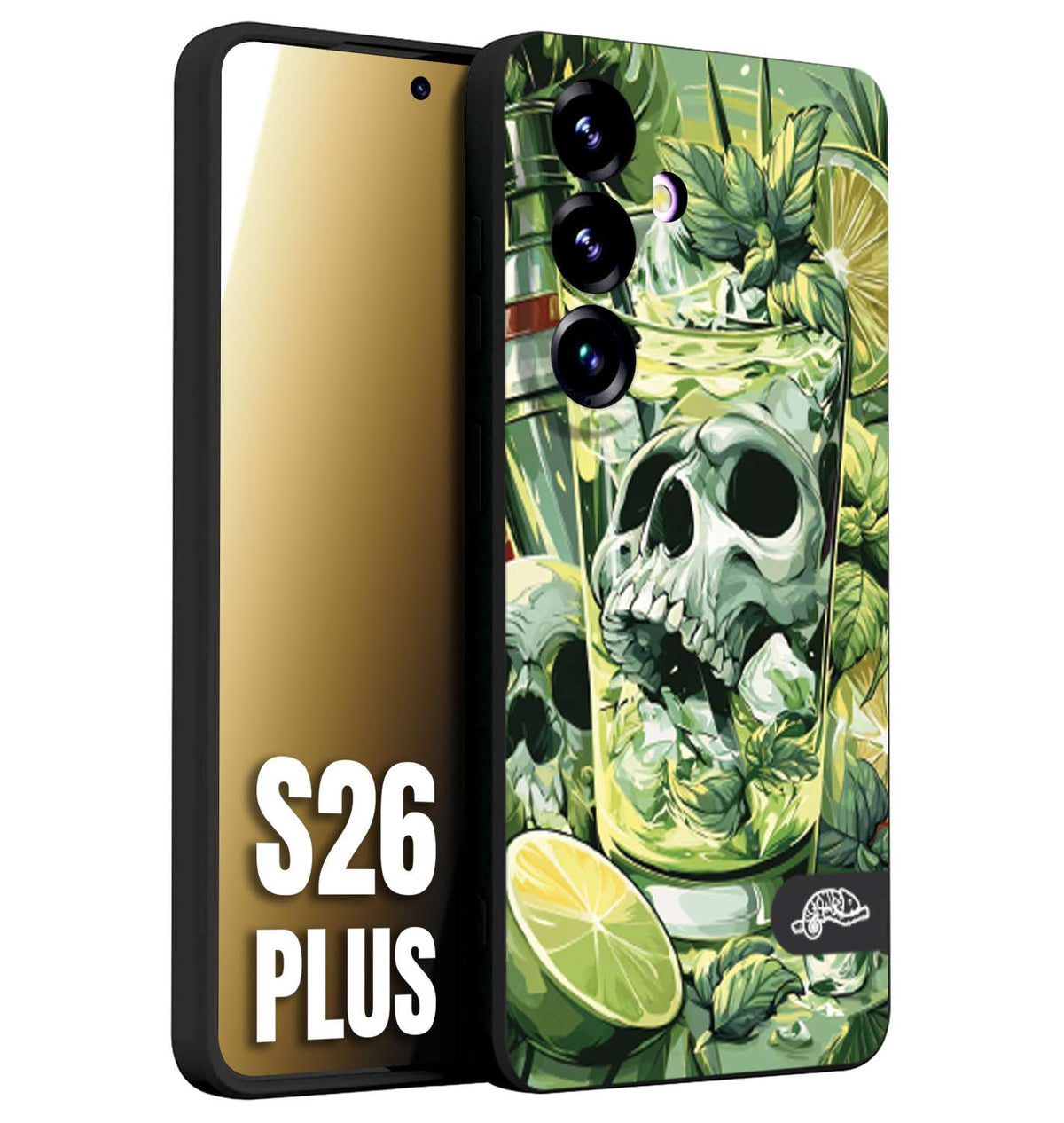 CUSTOMIZZA - Custodia cover nera morbida in tpu compatibile per Samsung S26 PLUS Mojito cocktail teschio illustrazione drink lime menta ghiacci tropicale street art