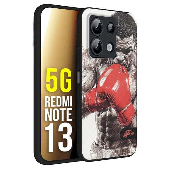 CUSTOMIZZA - Custodia cover nera morbida in tpu compatibile per Xiaomi Redmi Note 13 5G pugilato pugili disegno tattoo guantoni box pesi massimi gancio