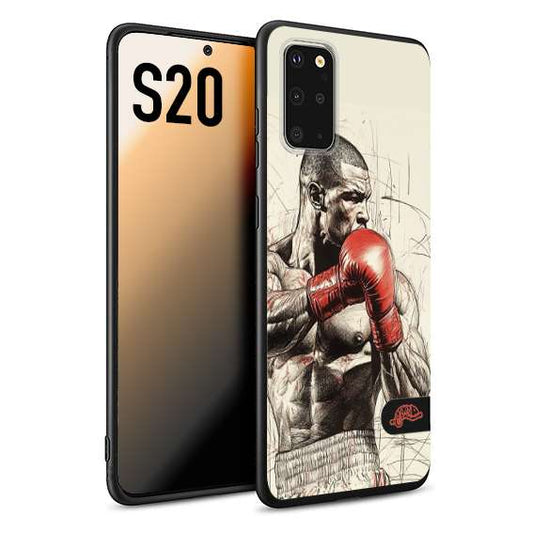 CUSTOMIZZA - Custodia cover nera morbida in tpu compatibile per Samsung S20 pugilato pugili disegno tattoo guantoni box sport ring
