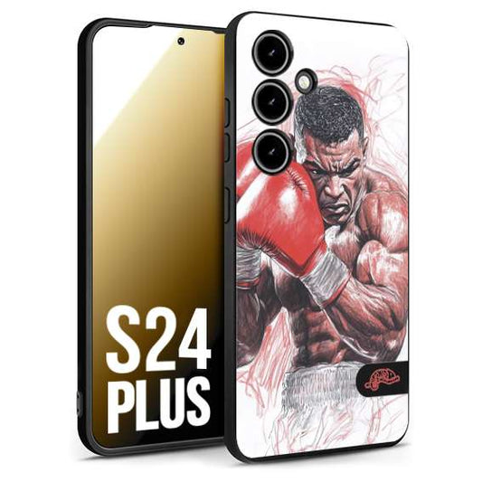 CUSTOMIZZA - Custodia cover nera morbida in tpu compatibile per Samsung S24 PLUS pugilato pugili disegno tattoo guantoni boxer pesi massimi iron mike
