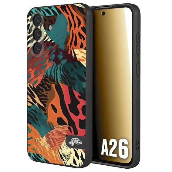 CUSTOMIZZA - Custodia cover nera morbida in tpu compatibile per Samsung A26 leopardato tigrato tiger colorata summer arancio verde fucsia