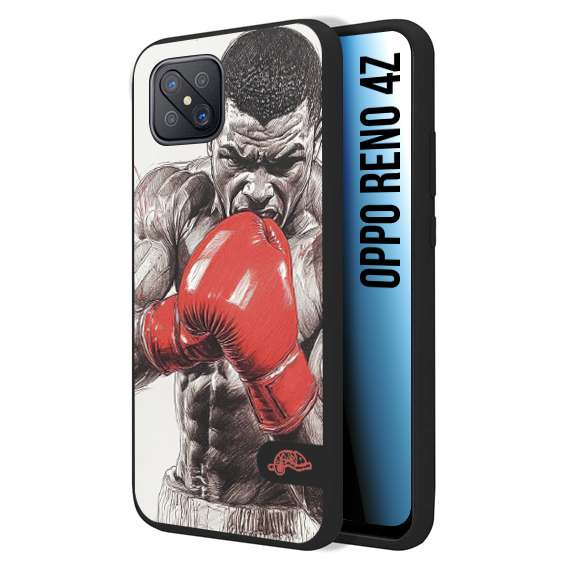 CUSTOMIZZA - Custodia cover nera morbida in tpu compatibile per Oppo Reno 4Z pugilato pugili disegno tattoo guantoni box pesi massimi gancio