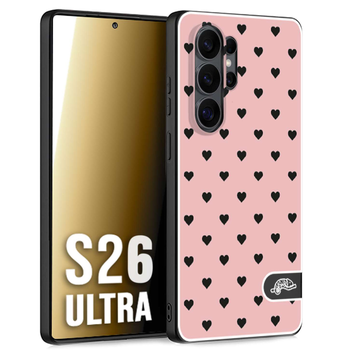 CUSTOMIZZA - Custodia cover nera morbida in tpu compatibile per Samsung S26 ULTRA cuori pois rosa donna pin up vintage