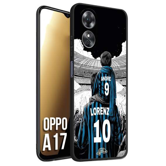 CUSTOMIZZA - Custodia cover nera morbida in tpu compatibile per Oppo A17 personalizzata calcio football padre e figlio calciatori nerazzurra