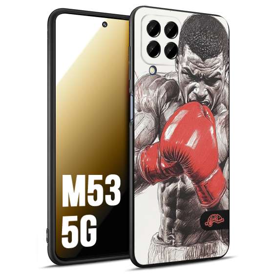 CUSTOMIZZA - Custodia cover nera morbida in tpu compatibile per Samsung M53 5G pugilato pugili disegno tattoo guantoni box pesi massimi gancio