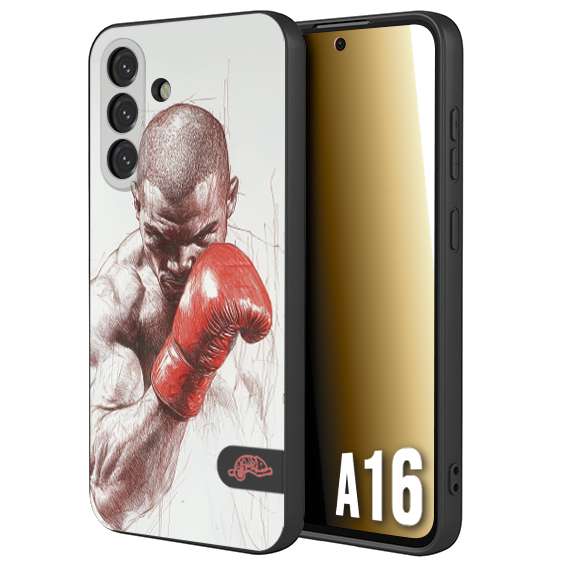CUSTOMIZZA - Custodia cover nera morbida in tpu compatibile per Samsung A16 pugilato pugili disegno tattoo guantoni box sport primo piano
