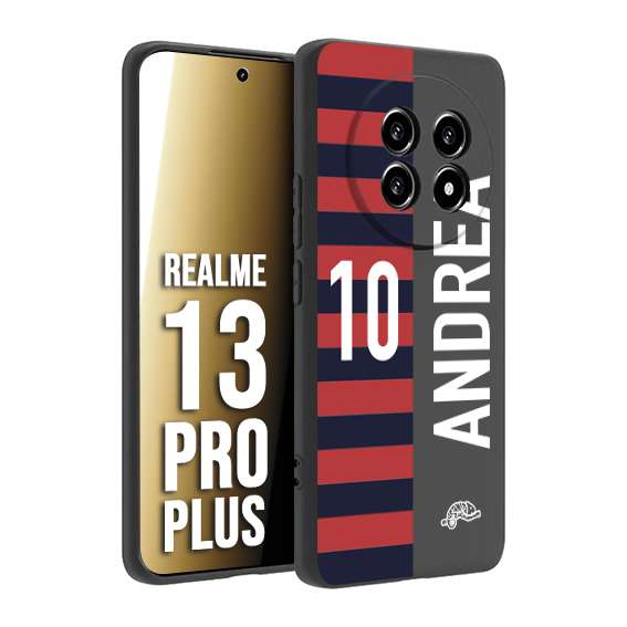 CUSTOMIZZA - Custodia cover nera morbida in tpu compatibile per Realme 13 PRO PLUS personalizzata calcio football nome e numero calciatori rossoblu