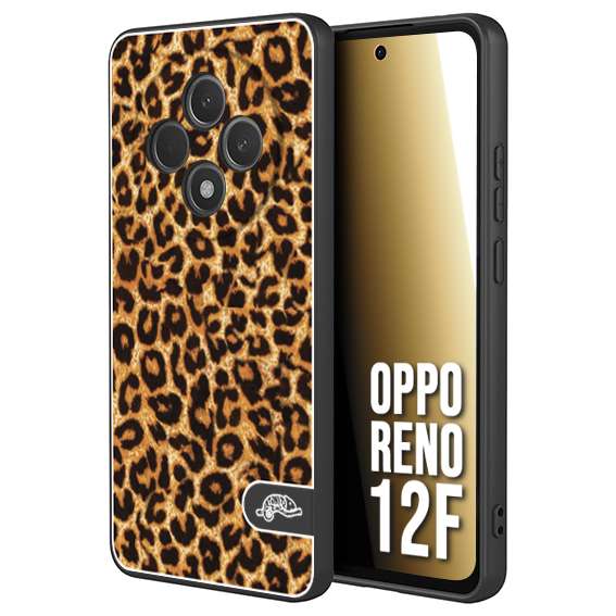 CUSTOMIZZA - Custodia cover nera morbida in tpu compatibile per Oppo Reno 12F leopardato maculato donna marrone leopard brown