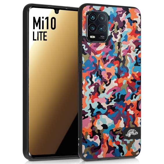 CUSTOMIZZA - Custodia cover nera morbida in tpu compatibile per Xiaomi Mi 10 LITE camouflage mimetico militare moderno blu arancio rosa