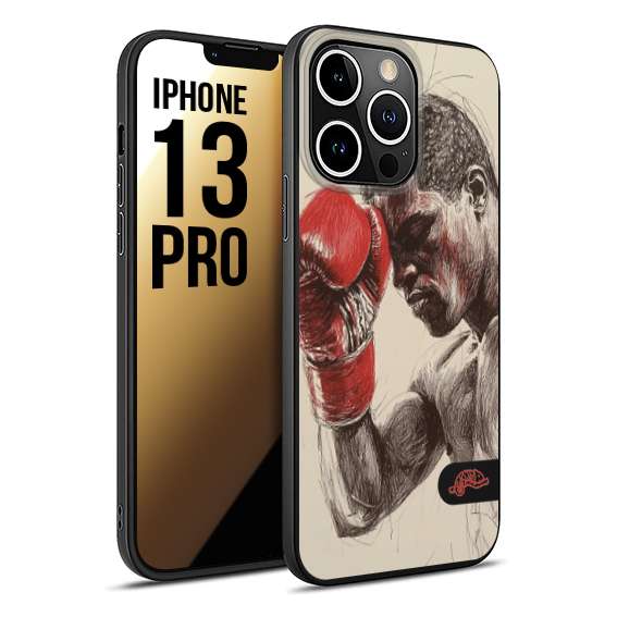 CUSTOMIZZA - Custodia cover nera morbida in tpu compatibile per iPhone 13 PRO pugilato pugili disegno tattoo guantoni boxer pesi massimi