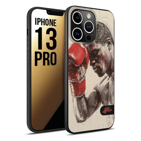 CUSTOMIZZA - Custodia cover nera morbida in tpu compatibile per iPhone 13 PRO pugilato pugili disegno tattoo guantoni boxer pesi massimi