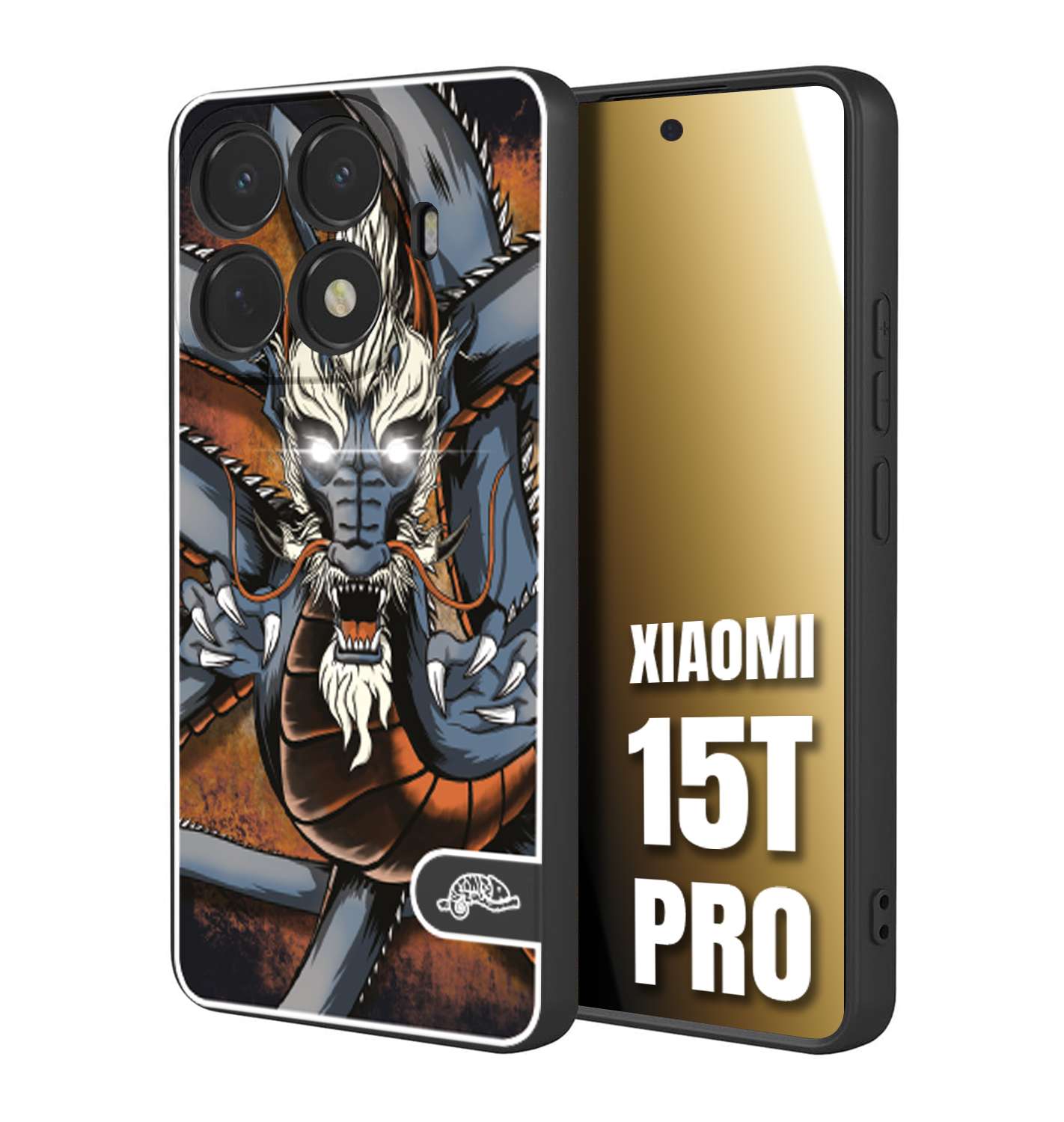 CUSTOMIZZA - Custodia cover nera morbida in tpu compatibile per Xiaomi 15T PRO drago giapponese tattoo japan dragon