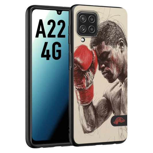 CUSTOMIZZA - Custodia cover nera morbida in tpu compatibile per Samsung A22 4G pugilato pugili disegno tattoo guantoni boxer pesi massimi