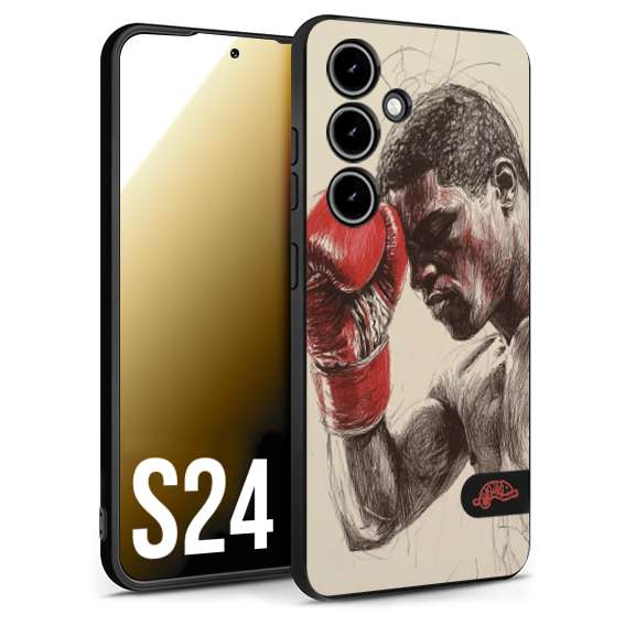 CUSTOMIZZA - Custodia cover nera morbida in tpu compatibile per Samsung S24 pugilato pugili disegno tattoo guantoni boxer pesi massimi