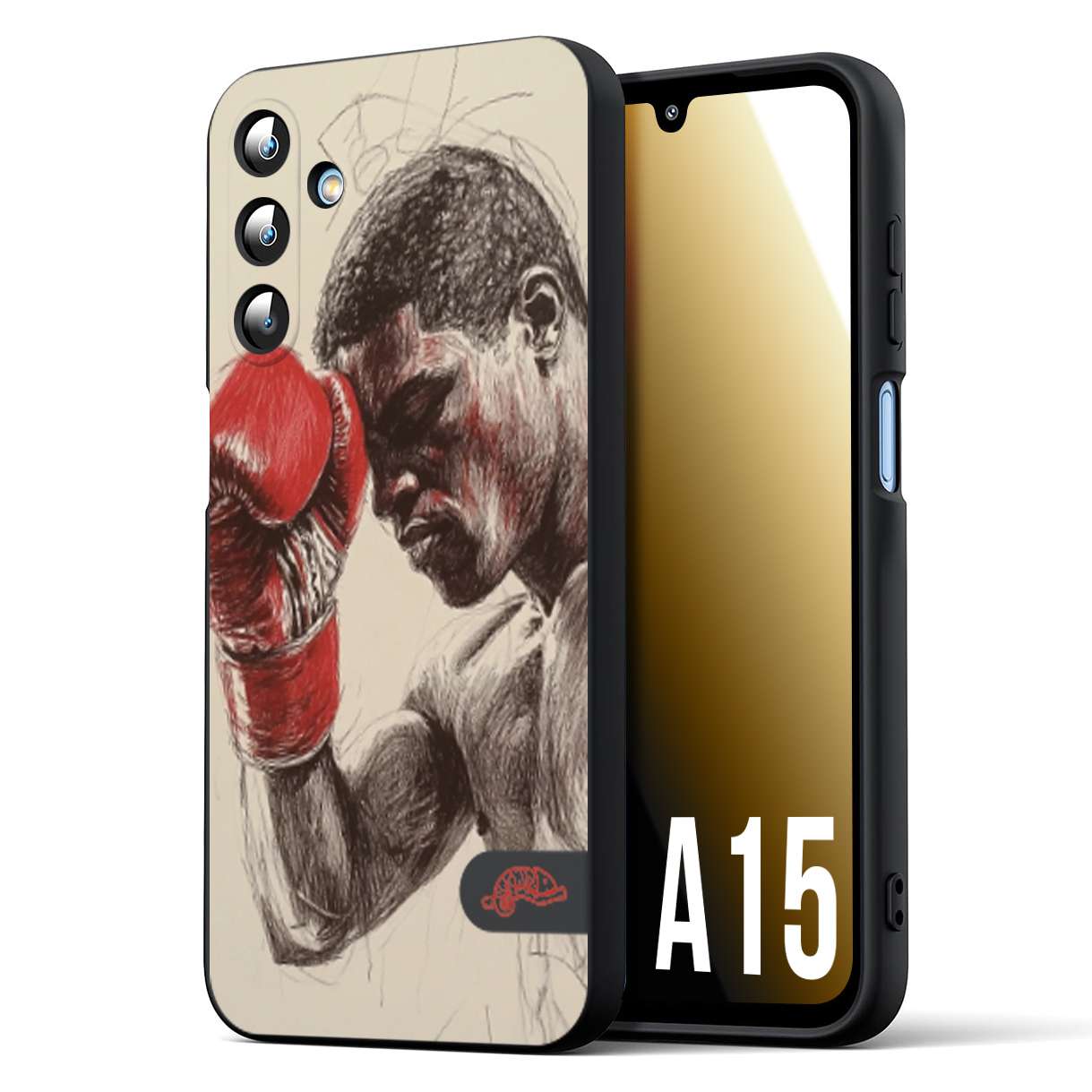 CUSTOMIZZA - Custodia cover nera morbida in tpu compatibile per Samsung A15 5G pugilato pugili disegno tattoo guantoni boxer pesi massimi