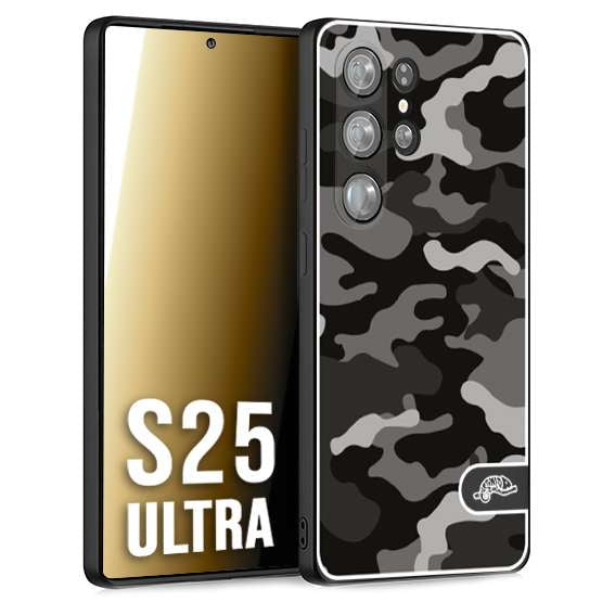 CUSTOMIZZA - Custodia cover nera morbida in tpu compatibile per Samsung S25 ULTRA camouflage mimetico militare nero black grigio