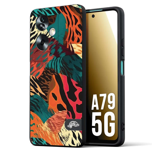 CUSTOMIZZA - Custodia cover nera morbida in tpu compatibile per Oppo A79 5G leopardato tigrato tiger colorata summer arancio verde fucsia