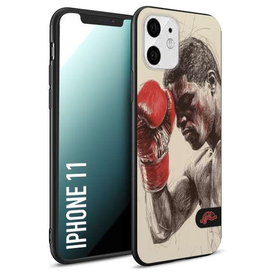 CUSTOMIZZA - Custodia cover nera morbida in tpu compatibile per iPhone 11 pugilato pugili disegno tattoo guantoni boxer pesi massimi