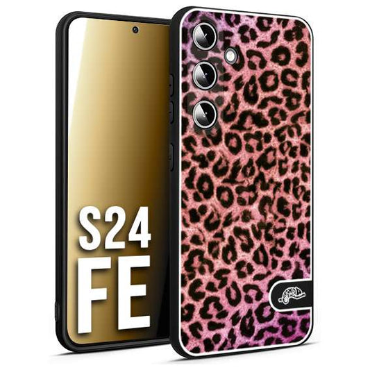CUSTOMIZZA - Custodia cover nera morbida in tpu compatibile per Samsung S24 FE leopardato maculato donna rosa leopard