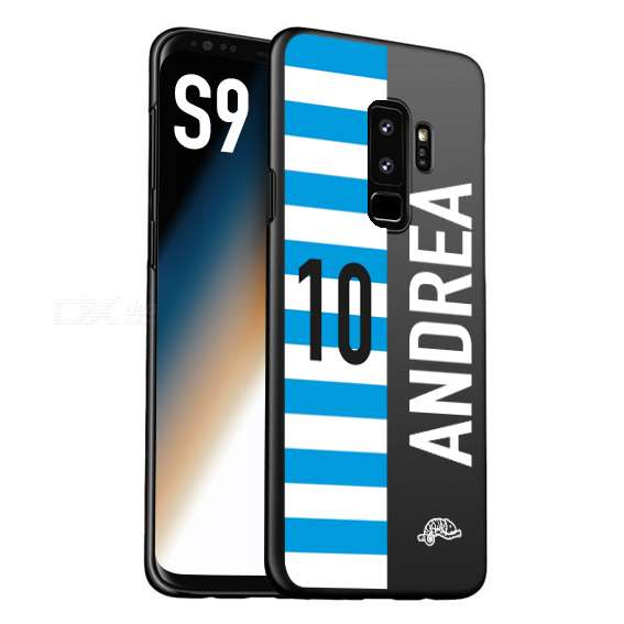 CUSTOMIZZA - Custodia cover nera morbida in tpu compatibile per Samsung S9 personalizzata calcio football nome e numero calciatori biancazzurri