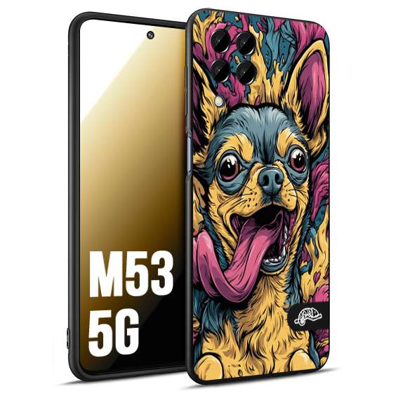 CUSTOMIZZA - Custodia cover nera morbida in tpu compatibile per Samsung M53 5G Chihuahua illustrazione cane pop art cane street art cartone animato