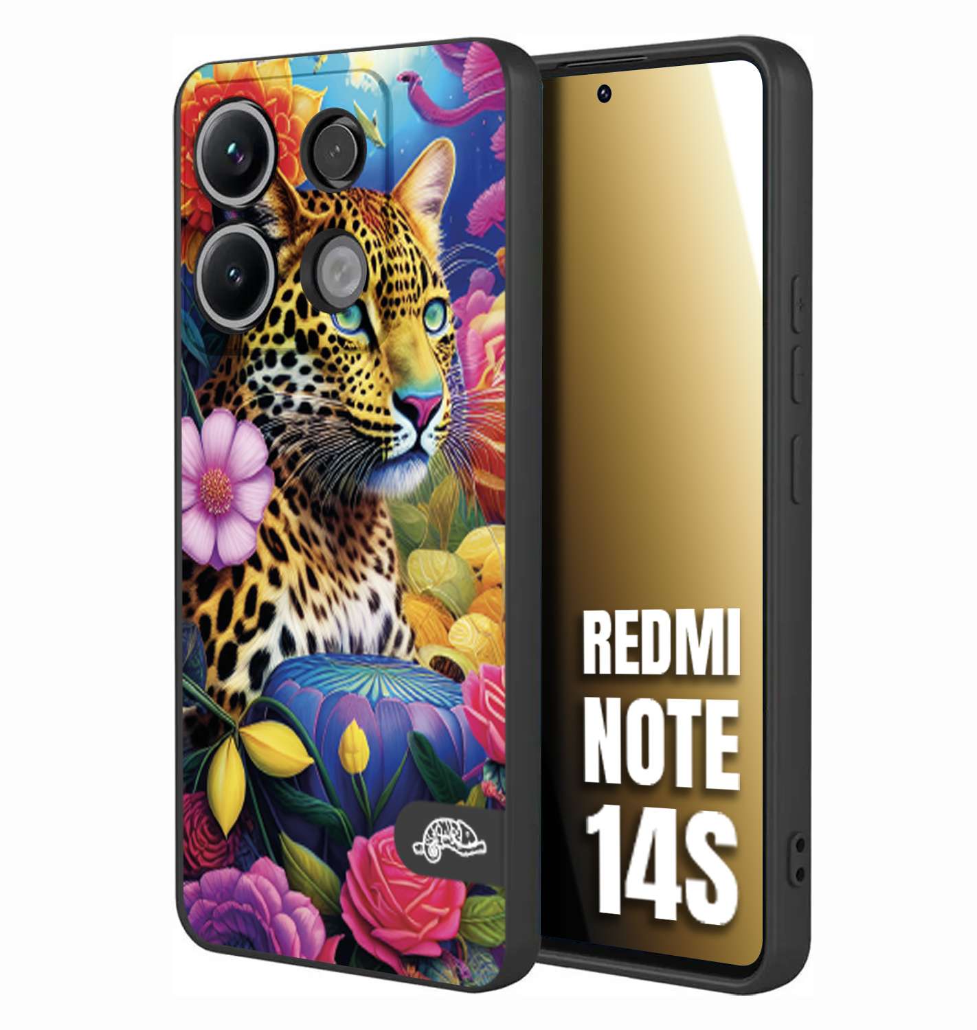 CUSTOMIZZA - Custodia cover nera morbida in tpu compatibile per Xiaomi Redmi Note 14S astratti donna flower fantasia leopardo ghepardo animali colorati