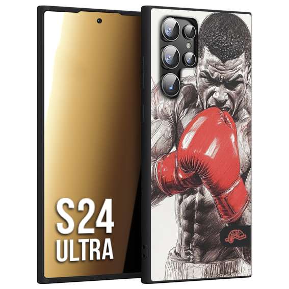 CUSTOMIZZA - Custodia cover nera morbida in tpu compatibile per Samsung S24 ULTRA pugilato pugili disegno tattoo guantoni box pesi massimi gancio
