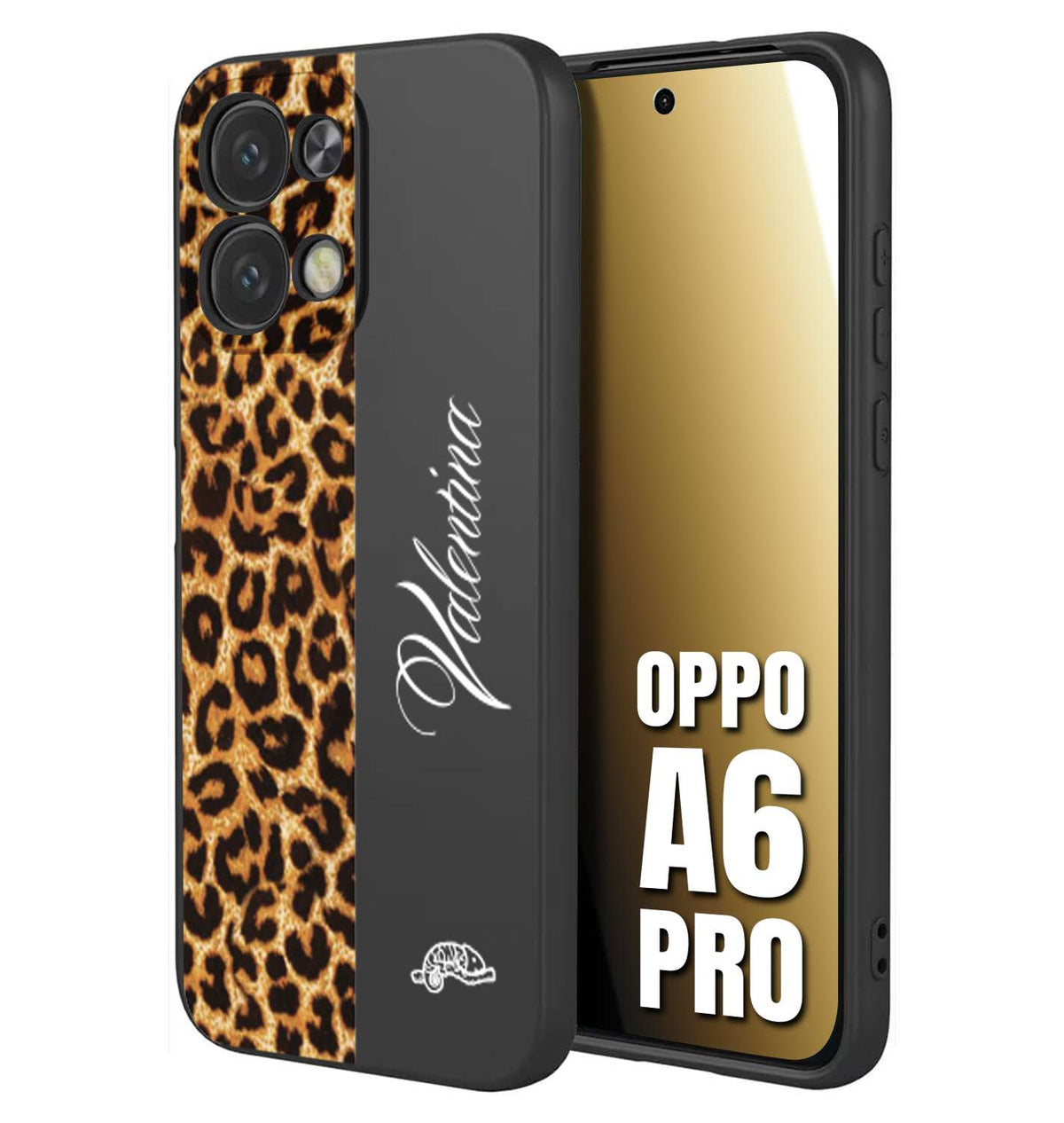 CUSTOMIZZA - Custodia cover nera morbida in tpu compatibile per Oppo A6 PRO custom nome scritta leopardato maculato donna marrone leopard