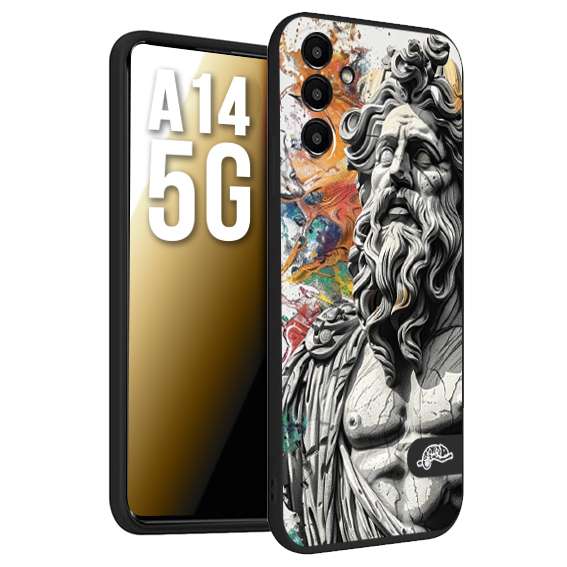 CUSTOMIZZA - Custodia cover nera morbida in tpu compatibile per Samsung A14 5G statua colorata moderna antico tattoo splash color