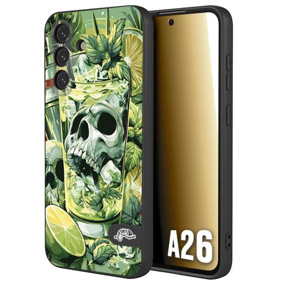 CUSTOMIZZA - Custodia cover nera morbida in tpu compatibile per Samsung A26 Mojito cocktail teschio illustrazione drink lime menta ghiacci tropicale street art