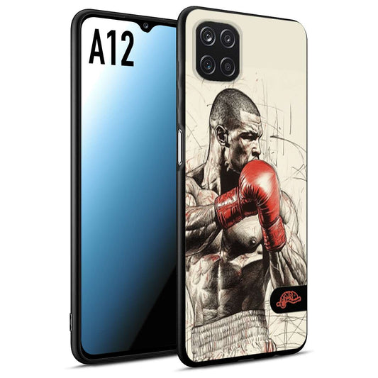 CUSTOMIZZA - Custodia cover nera morbida in tpu compatibile per Samsung A12 pugilato pugili disegno tattoo guantoni box sport ring