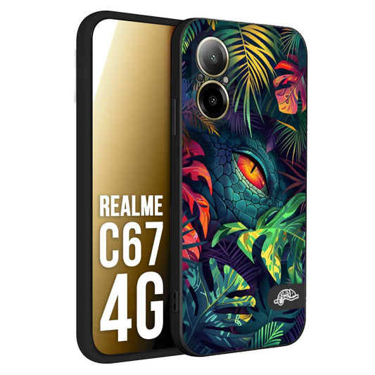 CUSTOMIZZA - Custodia cover nera morbida in tpu compatibile per Oppo C67 4G animali color giungla tropicale occhio di coccodrillo alligatore disegnato